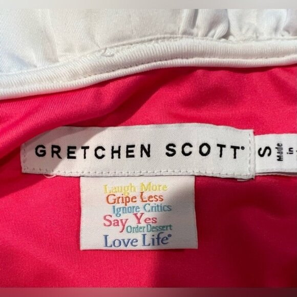Gretchen Scott White TPRNSL Ruffneck Top Pink Stand Collar Designer Small - Picture 5 of 6